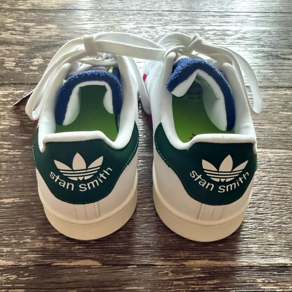 Adidas Stan‎ Smith Women’s Size 5 White Green Blue Pink Leather Sneakers NWT - Picture 4 of 6
